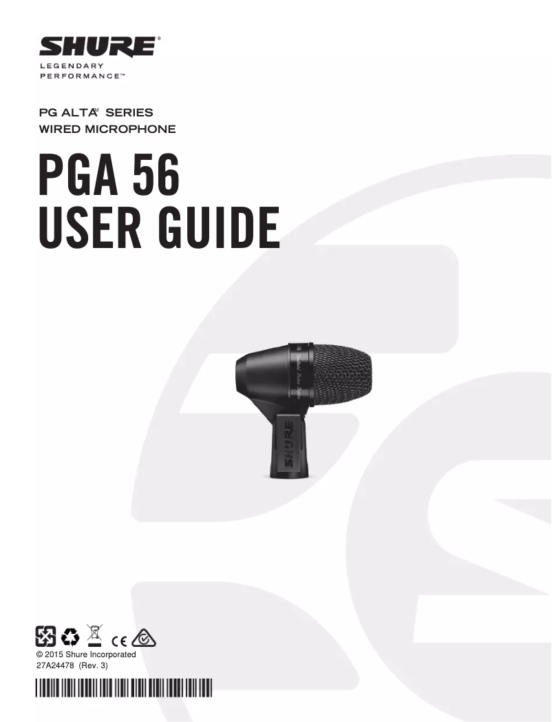 First page image of the manual for PGA56-LC