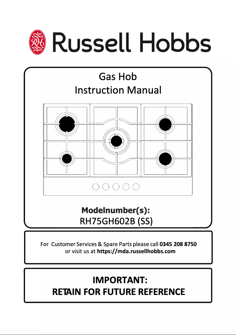 Page 1 of the manual User Manual Russell Hobbs RH75GH602SS