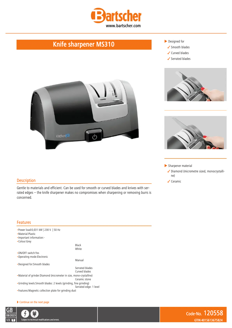 First page image of the manual for MS310