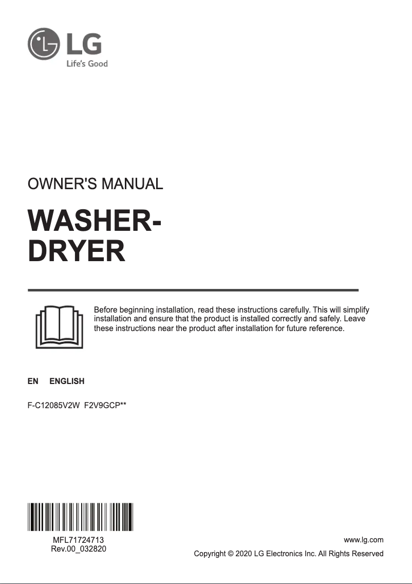 Page 1 of the manual User Manual LG F-C12085V2W