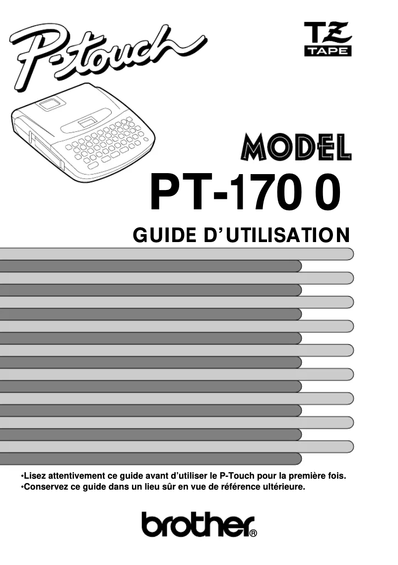 First page image of the manual for P-touch PT-1700