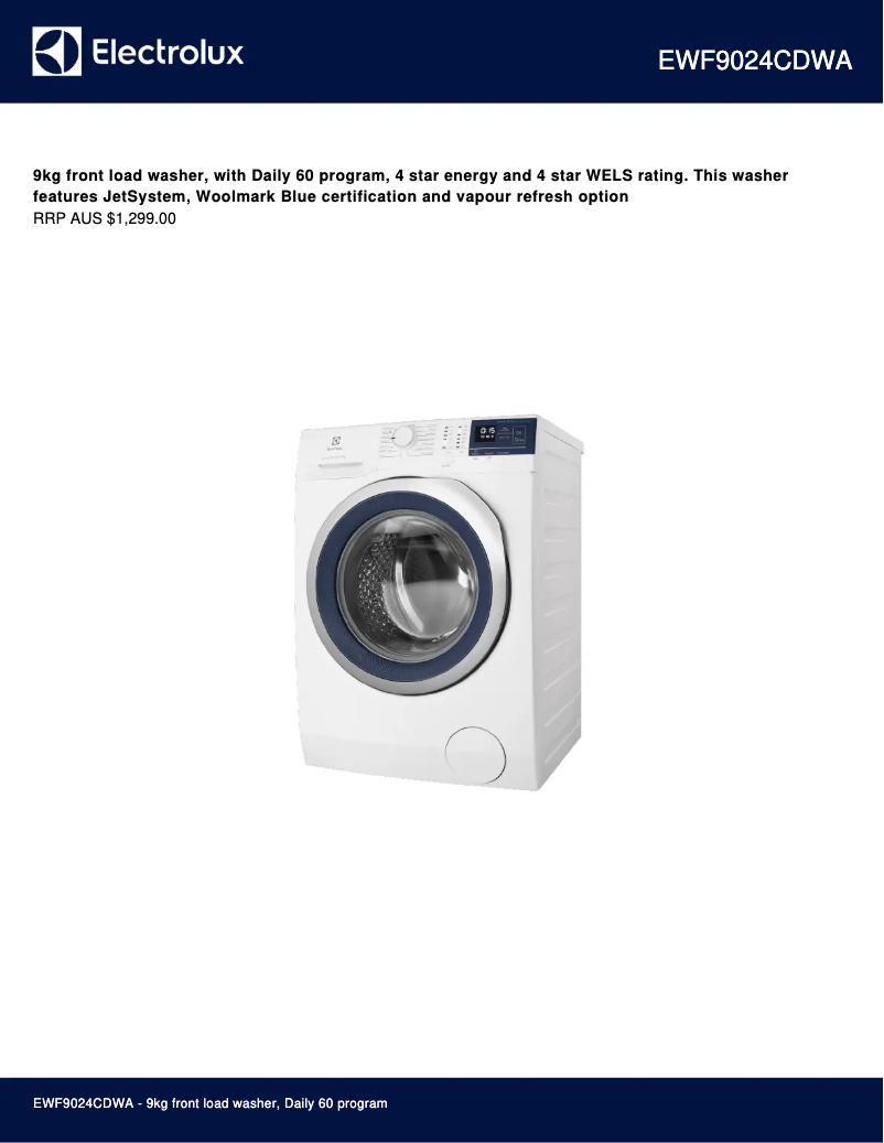 First page image of the manual for EWF9024CDWA