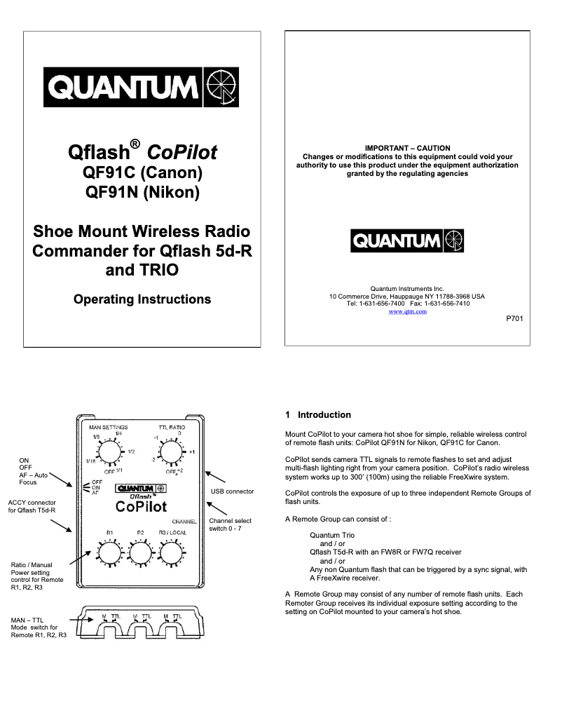 Page 1 of the manual User Manual Quantum CoPilot