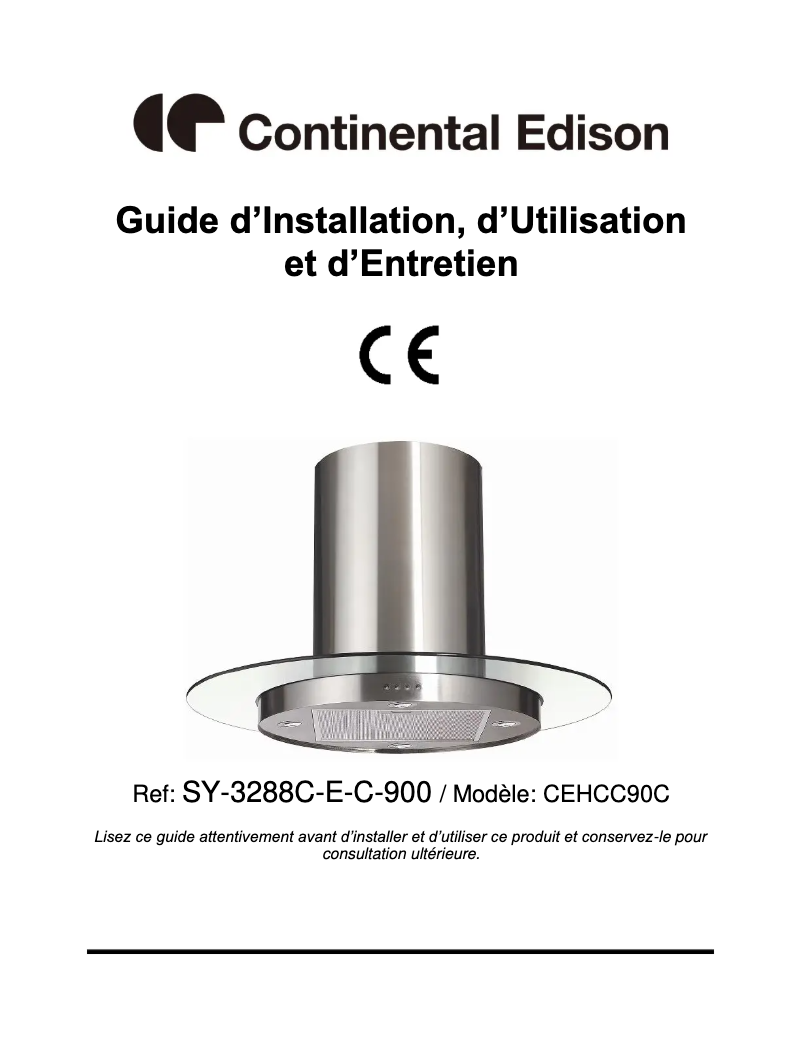Page 1 of the manual User Manual Continental Edison CEHCC90C