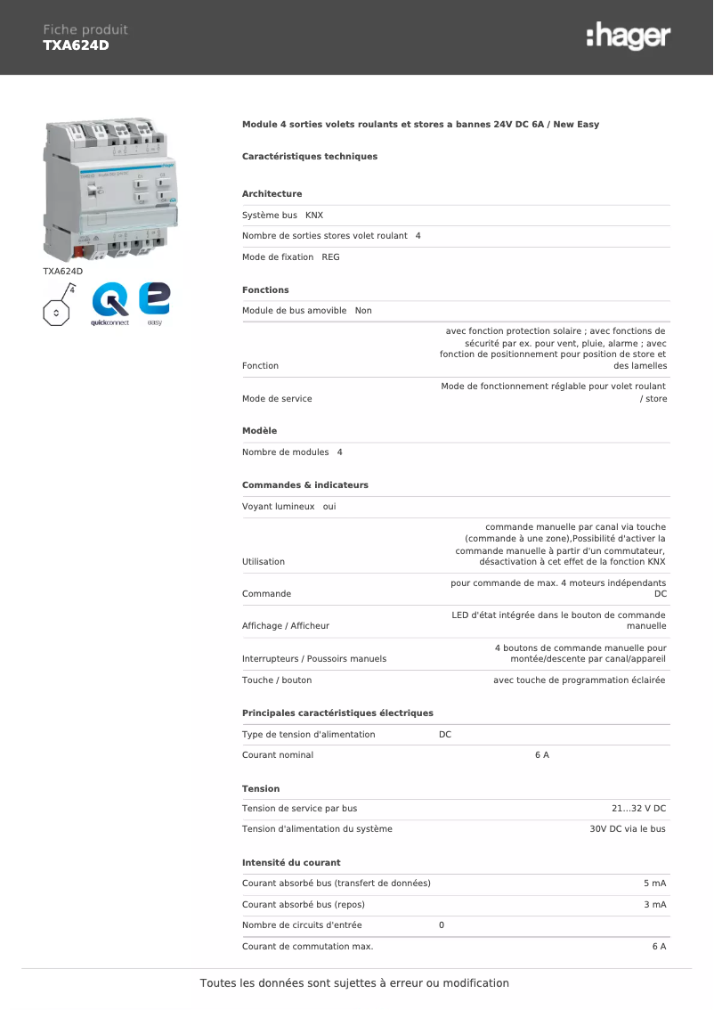 First page image of the manual for TXA624D