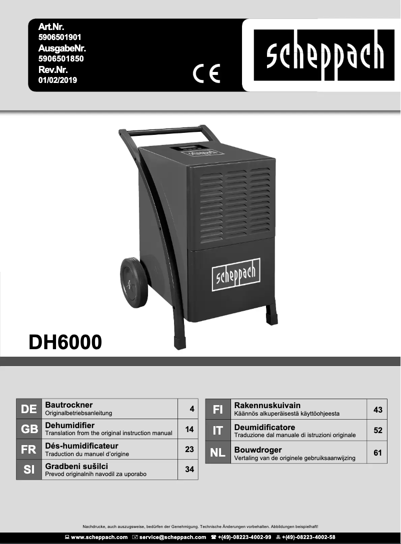 First page image of the manual for DH6000