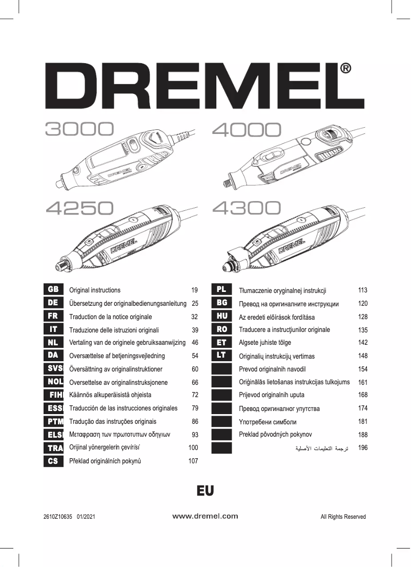 Page 1 of the manual User Manual Dremel 4250