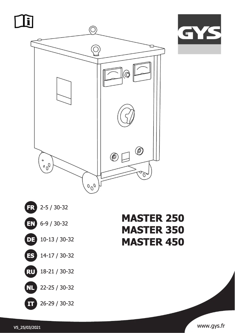 First page image of the manual for Master 350