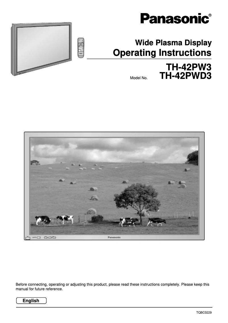 First page image of the manual for TH-42PW3B