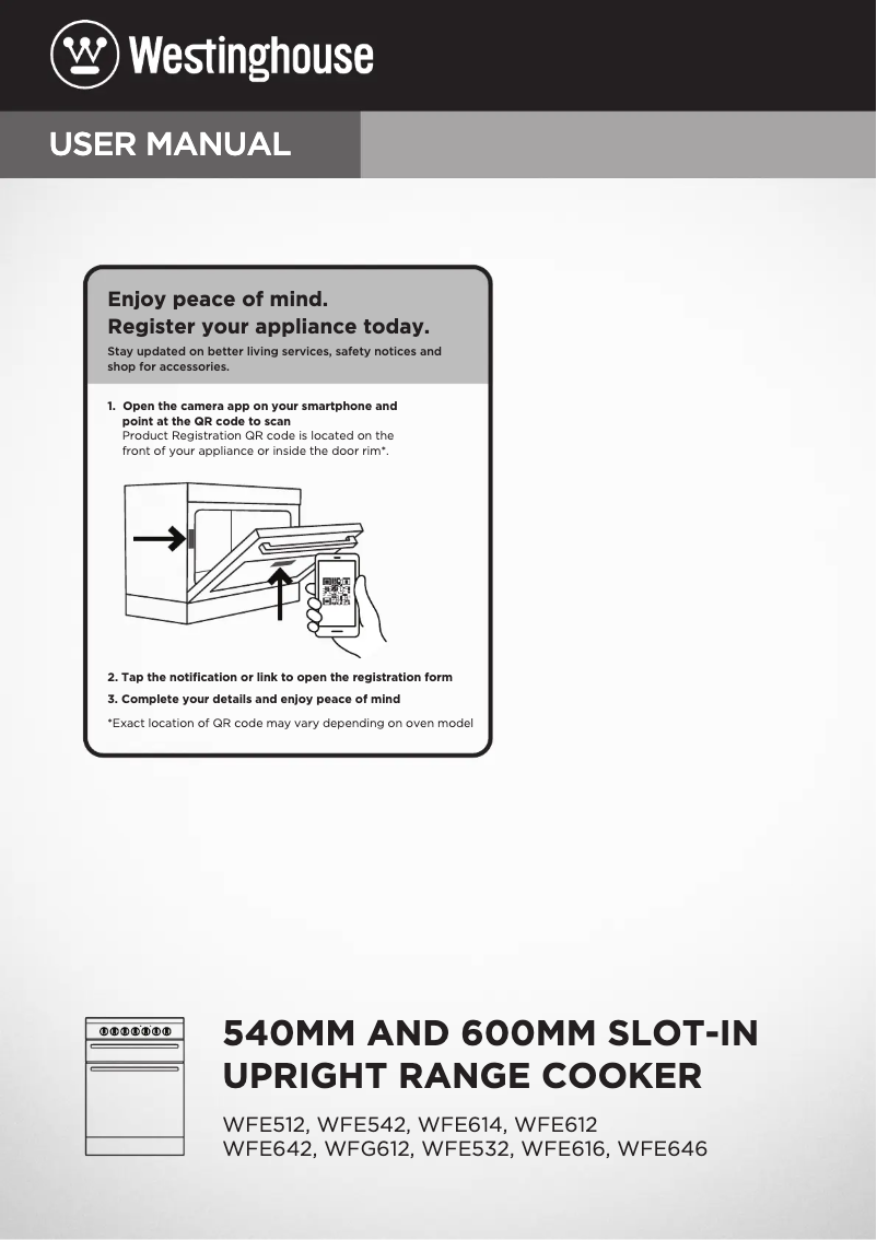 Page 1 of the manual User Manual Westinghouse WFE646DSCB