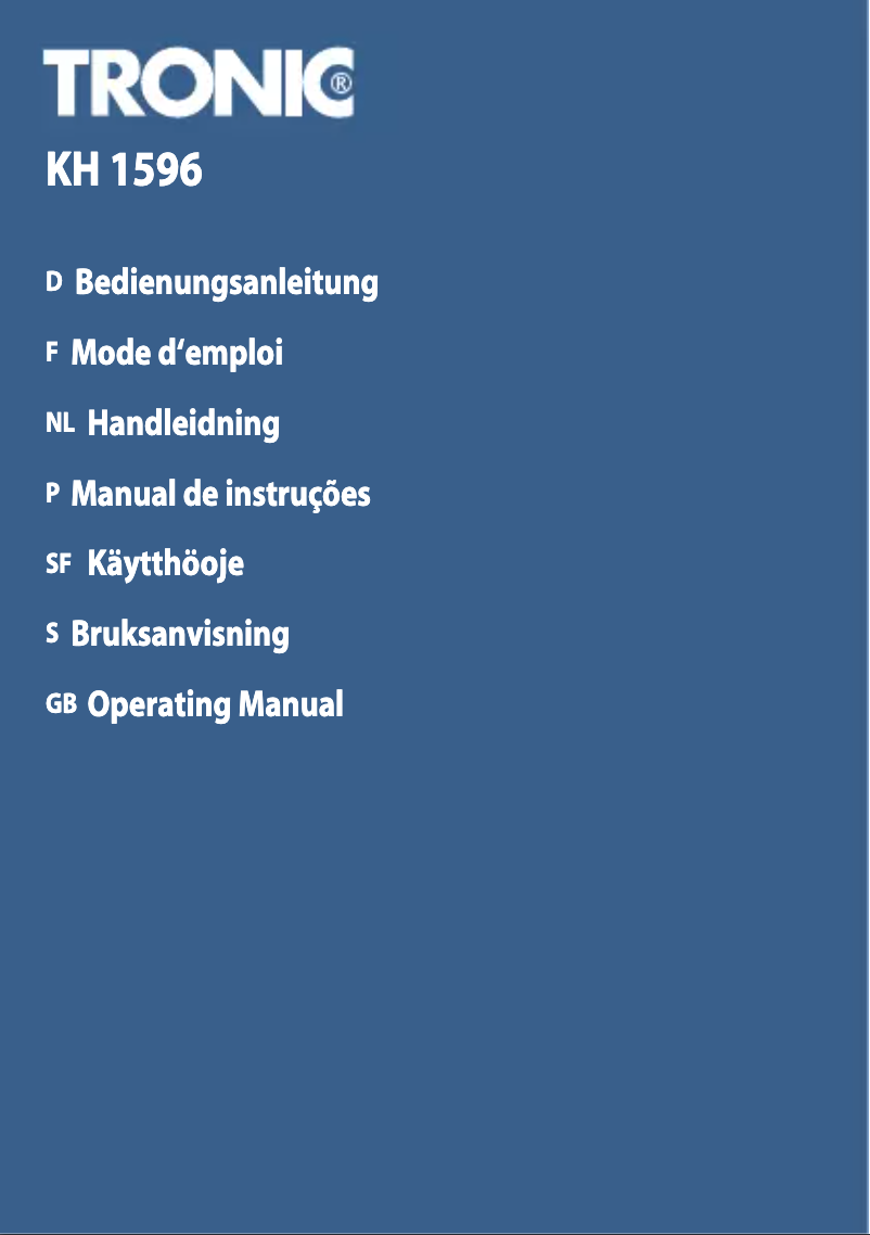 Page 1 of the manual User Manual Tronic KH 1596