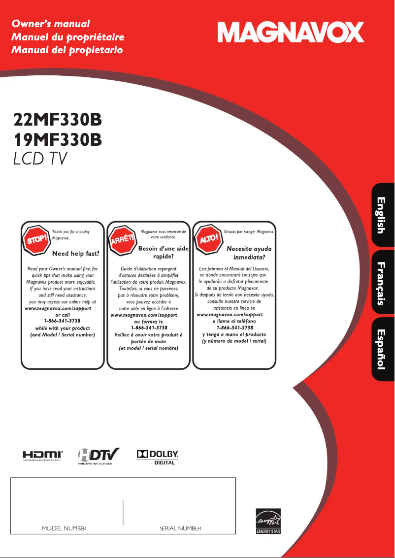 First page image of the manual for 22MF330B