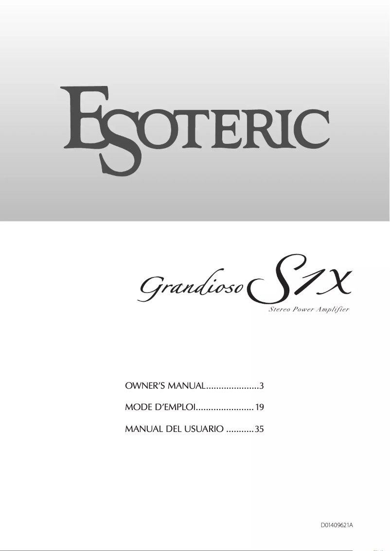 First page image of the manual for Grandioso S1X
