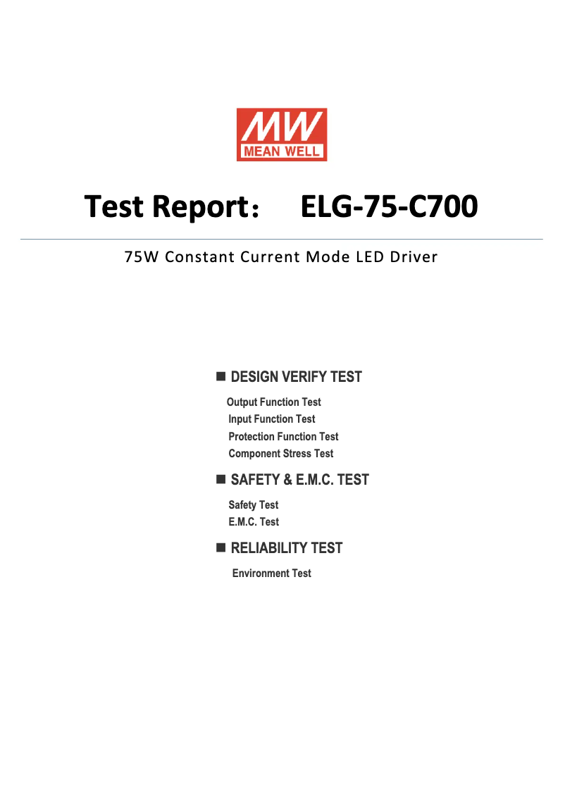 First page image of the manual for ELG-75-C700