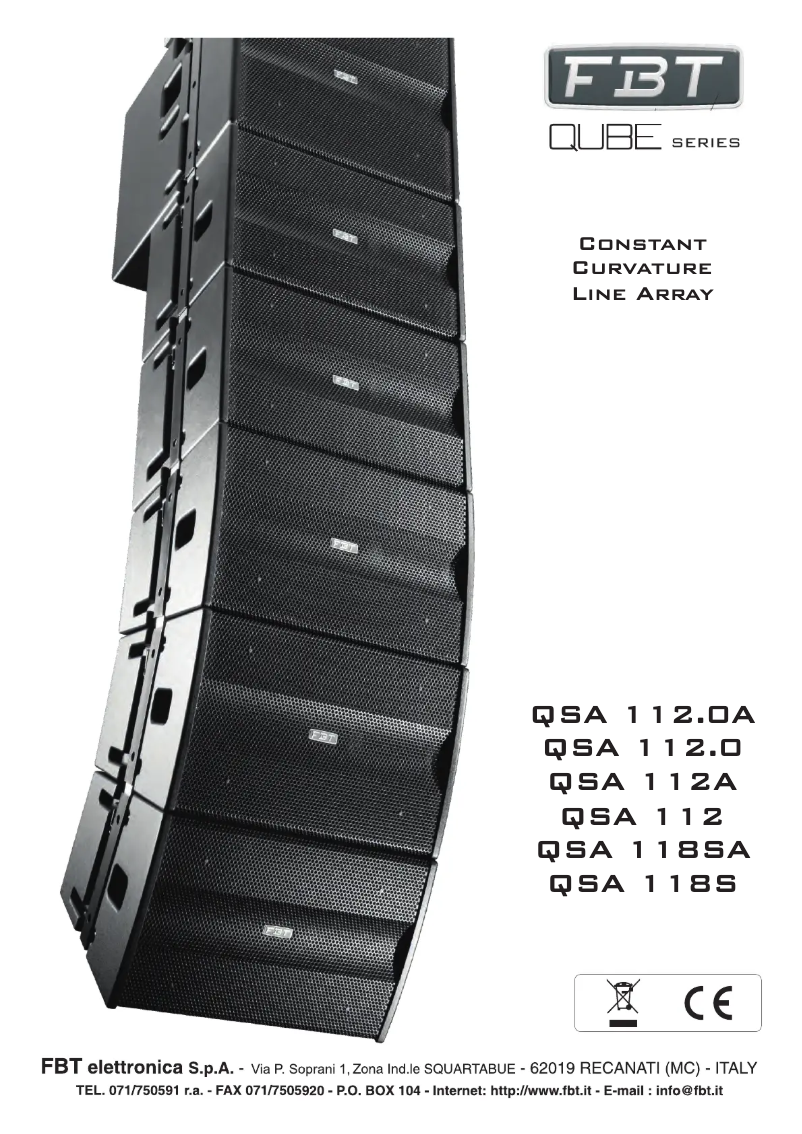 Page 1 of the manual User Manual FBT QSA 112.0A