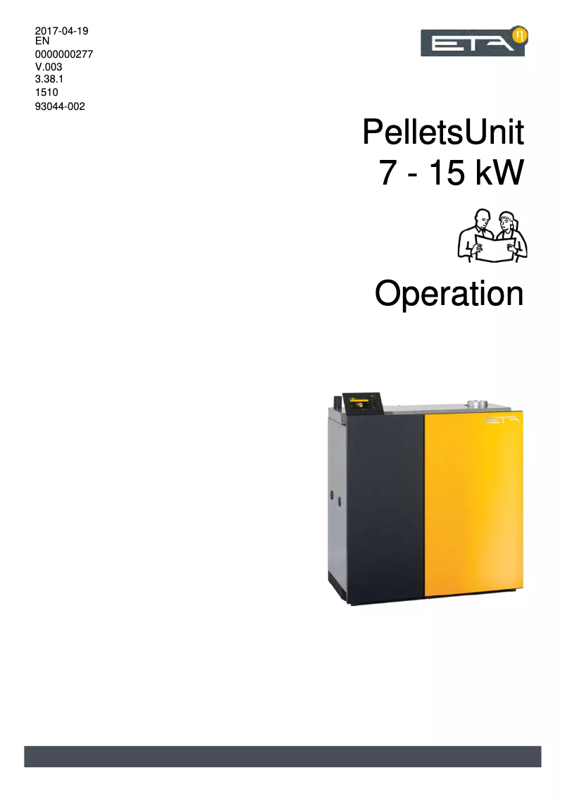 Page 1 of the manual User Manual ETA Heiztechnik PU 15