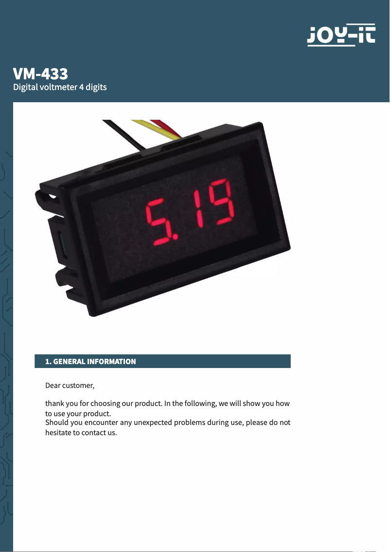 Image de la première page du manuel de l'appareil VM-433