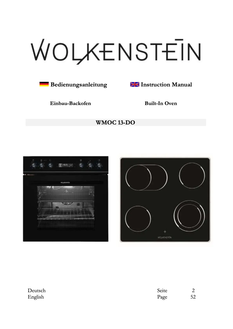 Page 1 of the manual User Manual Wolkenstein WMOC 13-DO