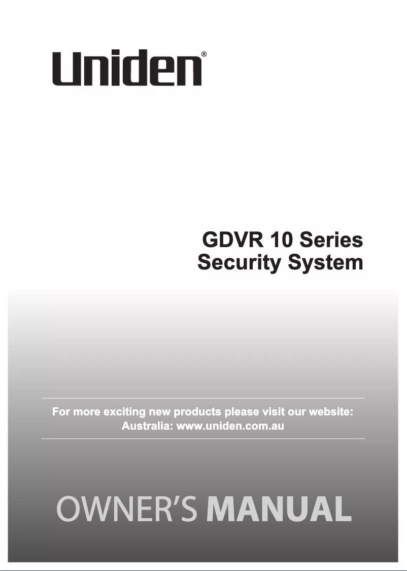 Page 1 of the manual User Manual Uniden GDVR 10440