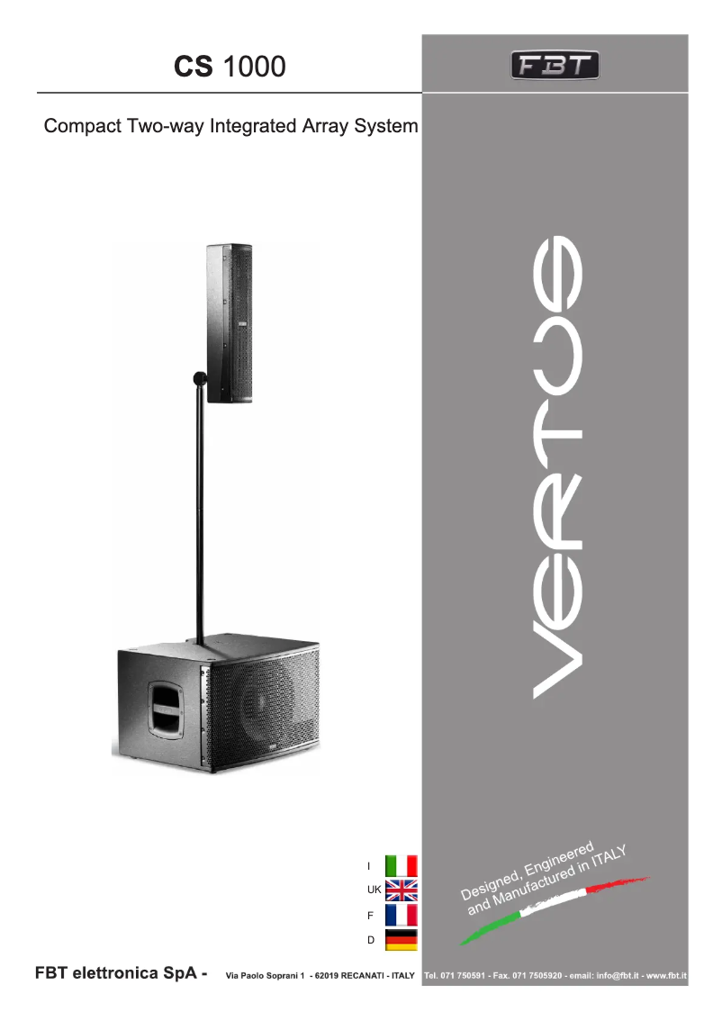 First page image of the manual for Vertus CS 1000