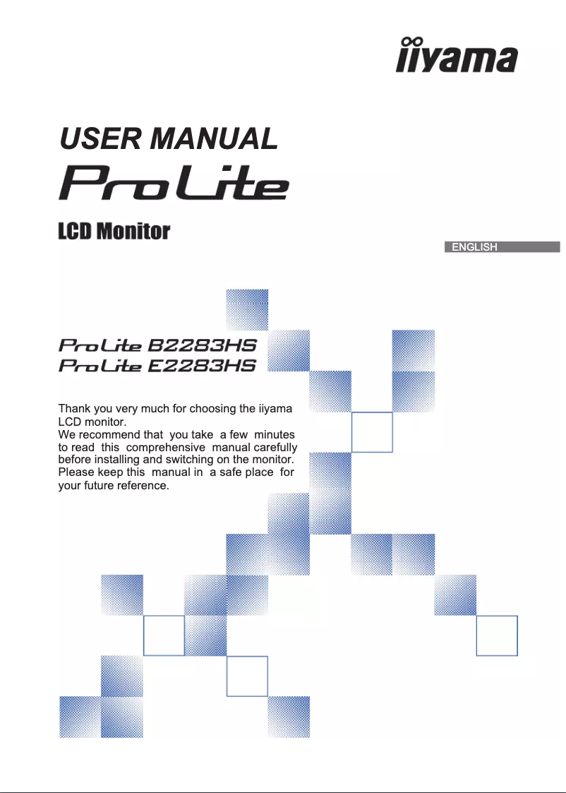 Page 1 of the manual User Manual Iiyama ProLite B2283HS-B3
