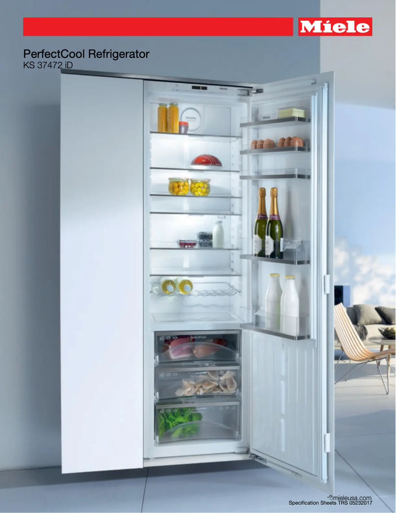 Page 1 of the manual Technical Sheet Miele KS 37472 iD