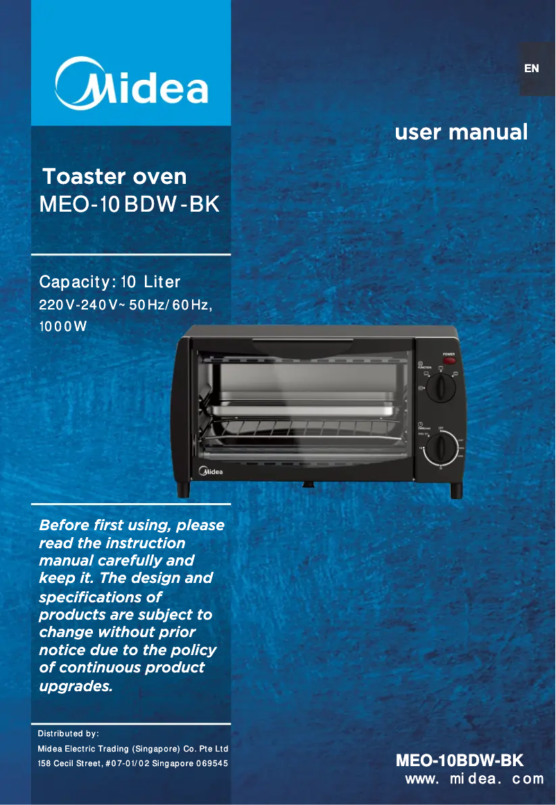 First page image of the manual for MEO-10BDW-BK