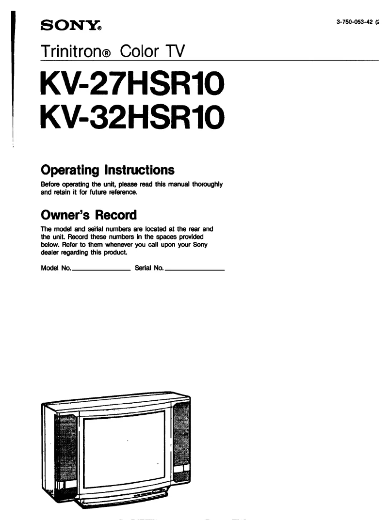 First page image of the manual for KV-27HSR10