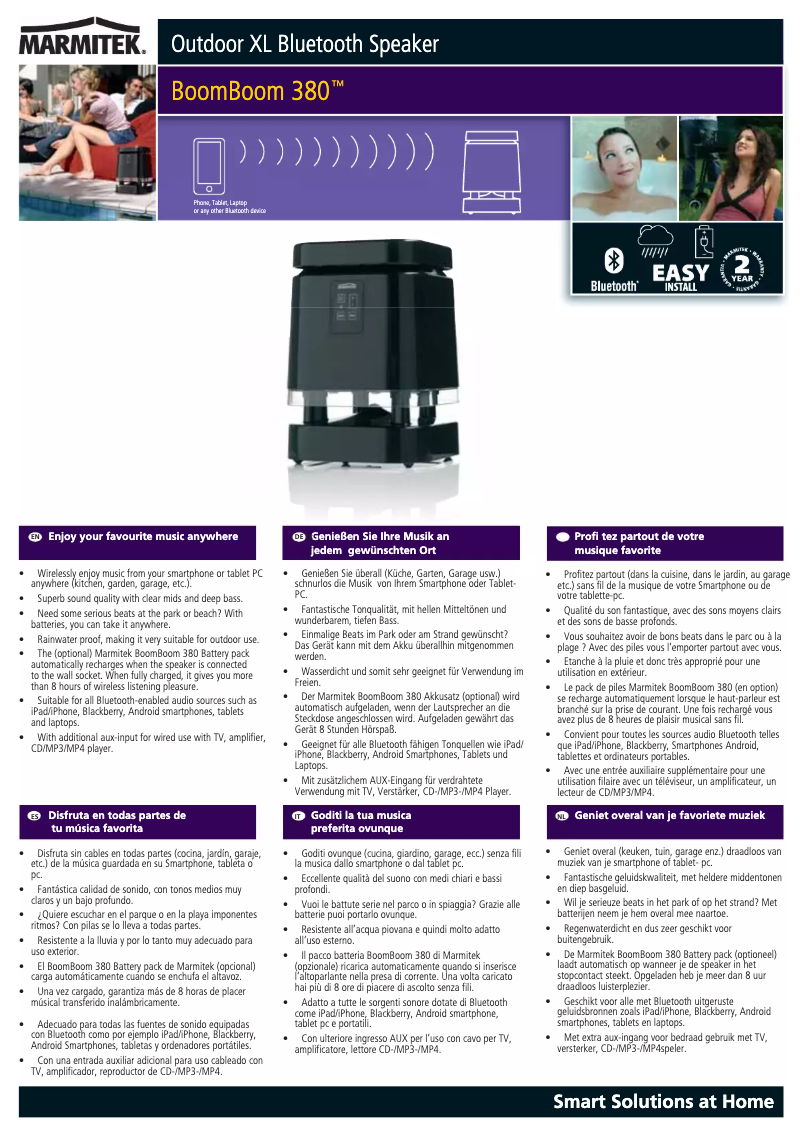 First page image of the manual for BoomBoom 380 XL