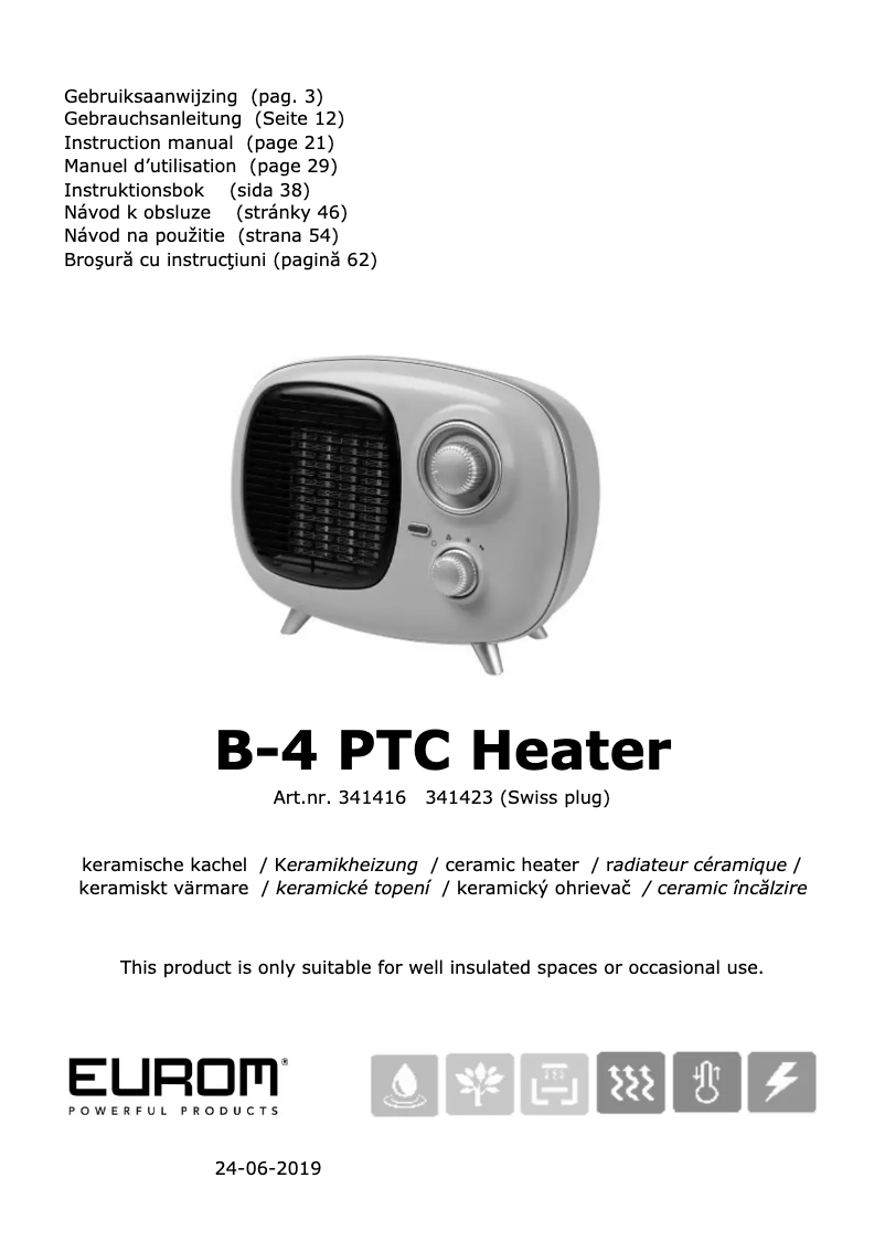 First page image of the manual for B-4 PTC Heater