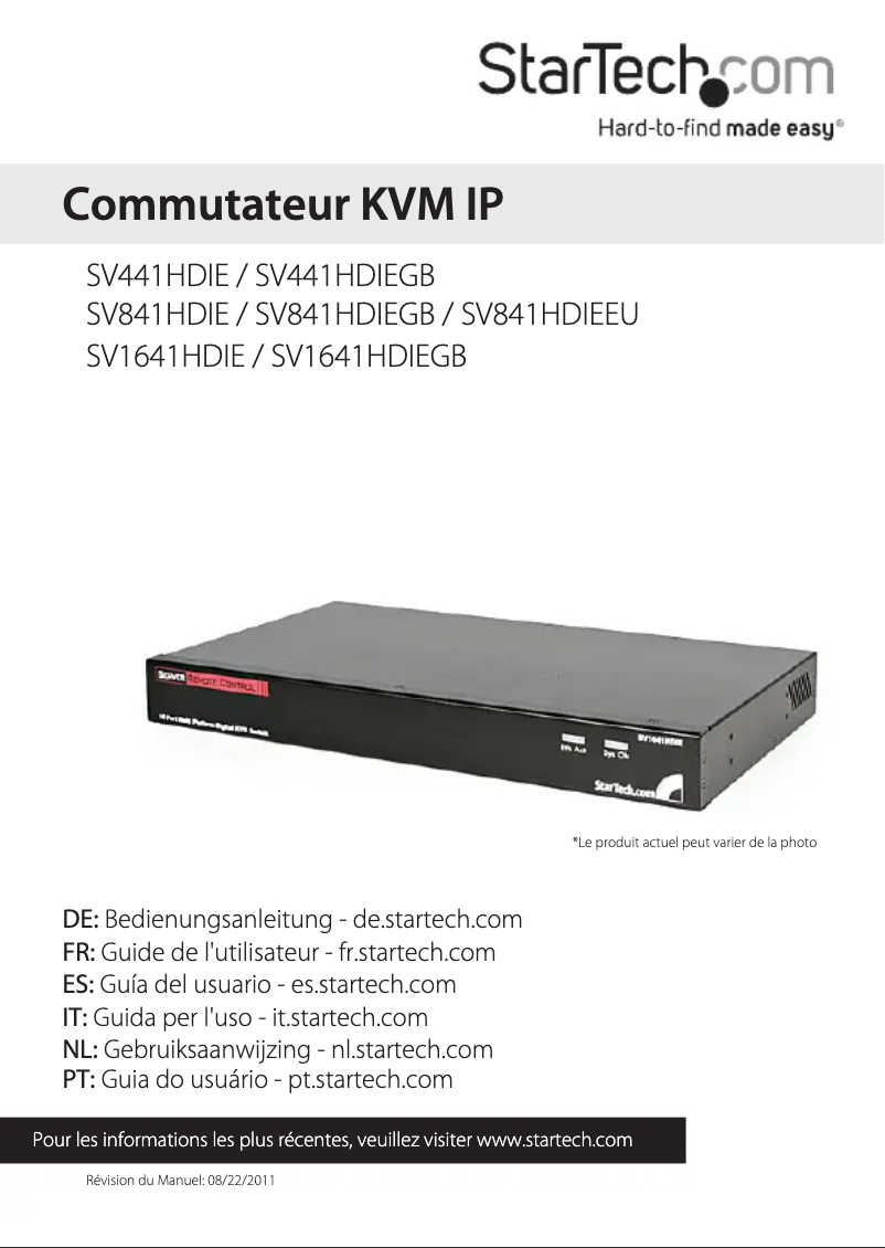 Page 1 de la notice Manuel utilisateur StarTech.com SV1641HDIE