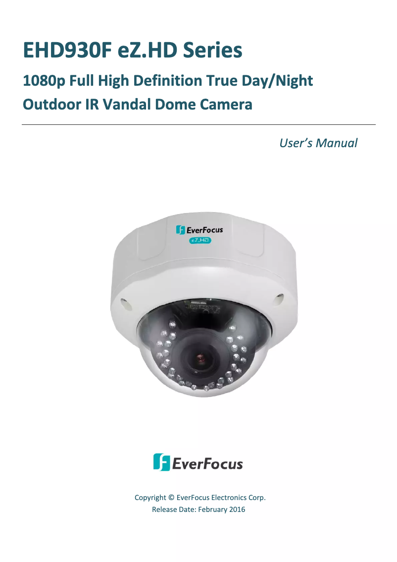 First page image of the manual for EHD930F