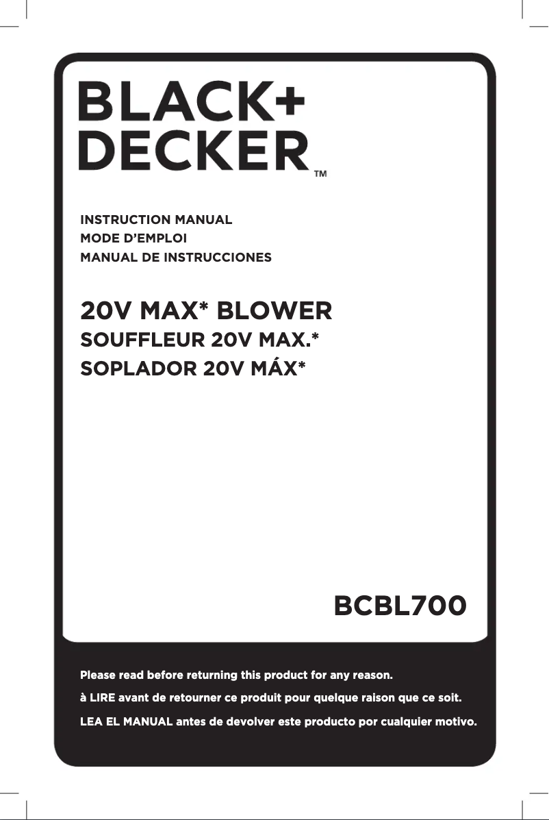 First page image of the manual for BCBL700