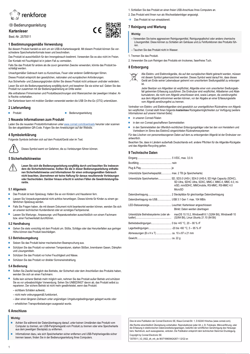 Page 1 of the manual User Manual Renkforce RF-PCR-220