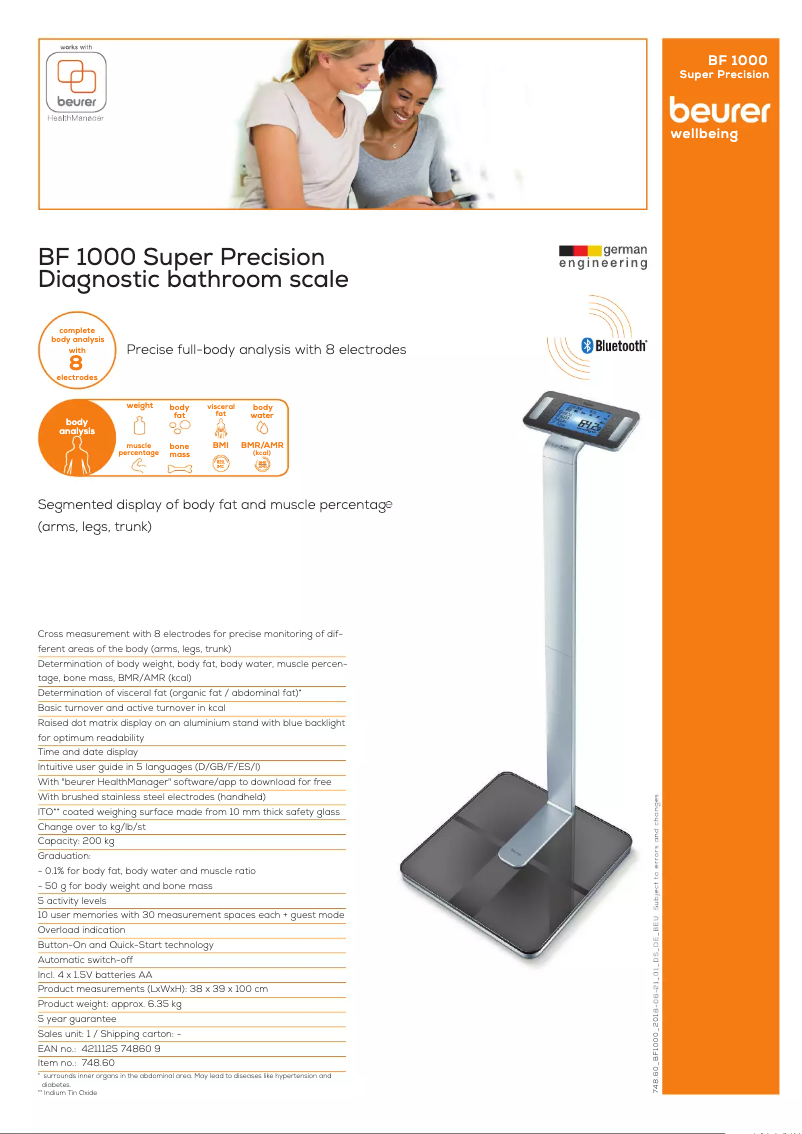 First page image of the manual for BF 1000