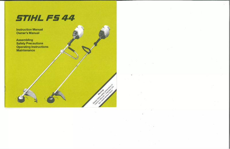 First page image of the manual for FS 44