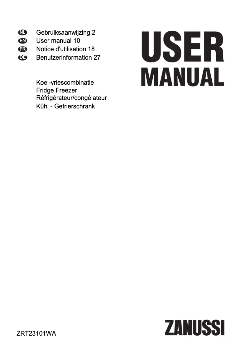 First page image of the manual for ZRT23101WA