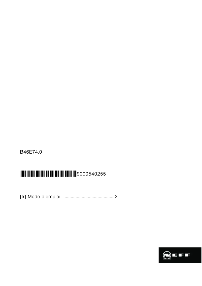 Page 1 of the manual User Manual Neff B46E74N0