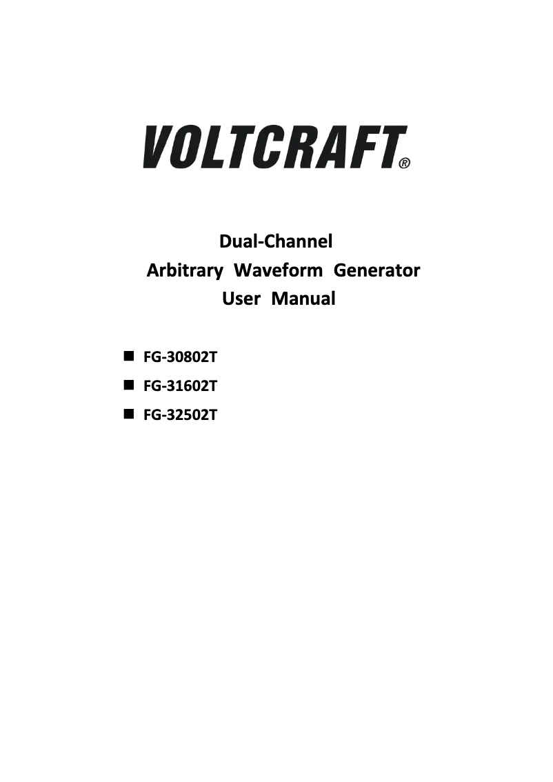 First page image of the manual for FG-32502T