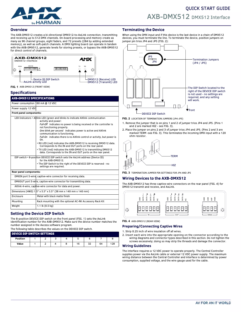 First page image of the manual for AXB-DMX512