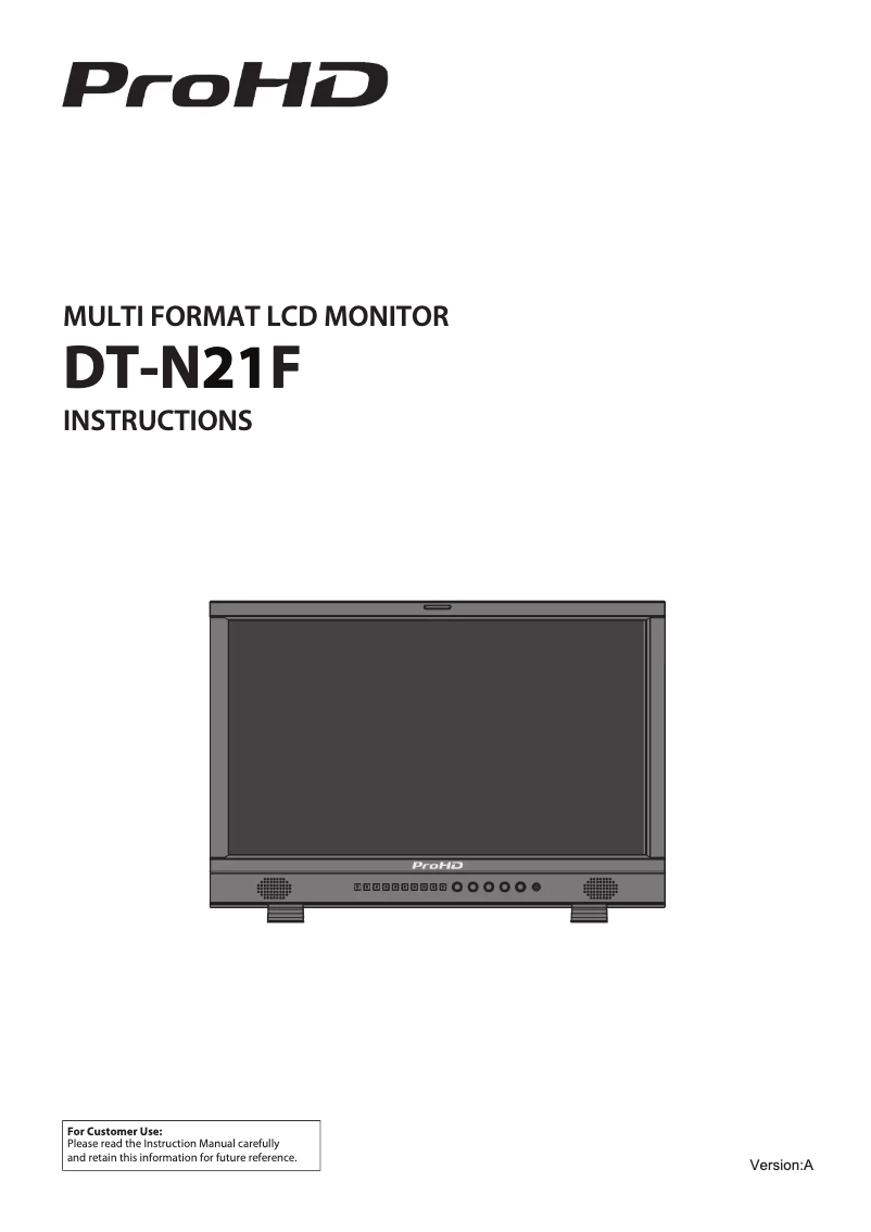 First page image of the manual for ProHD DT-N21F