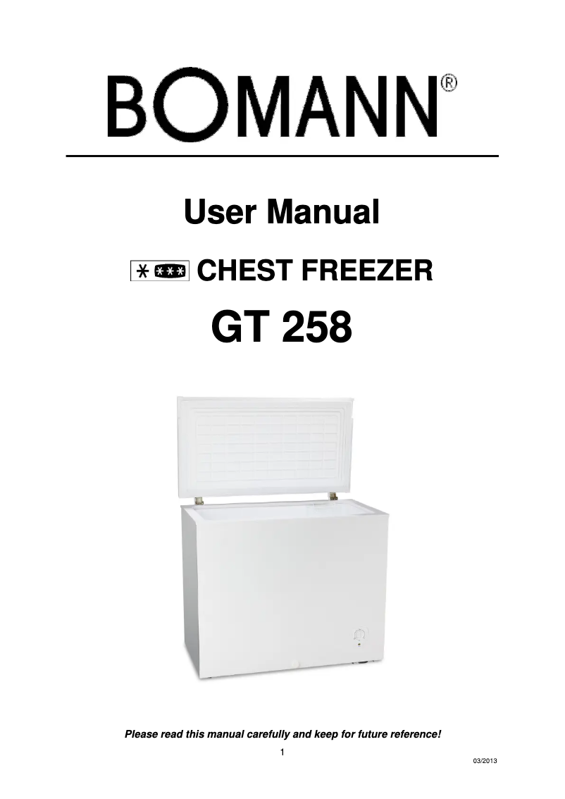 Page 1 of the manual User Manual Bomann GT 258
