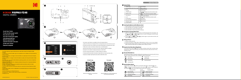 First page image of the manual for Pixpro FZ45