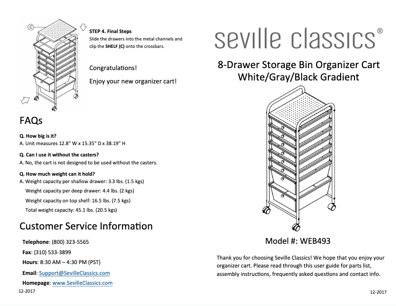 First page image of the manual for WEB493