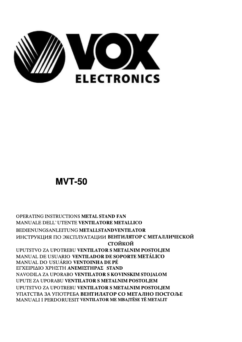 First page image of the manual for MVT-50