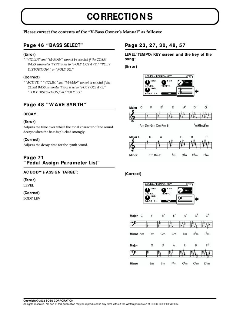 First page image of the manual for V-Bass