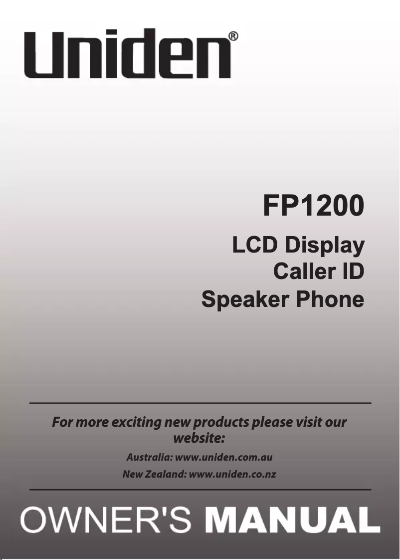 Page 1 of the manual User Manual Uniden FP 1200