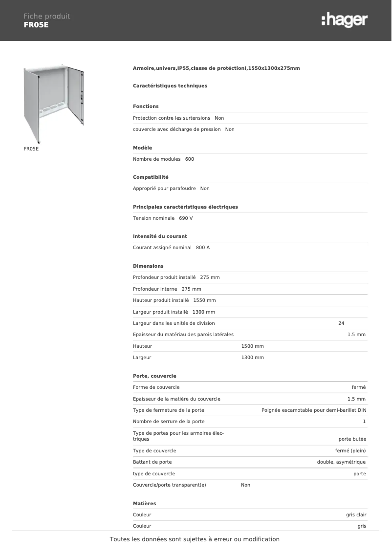 First page image of the manual for FR05E
