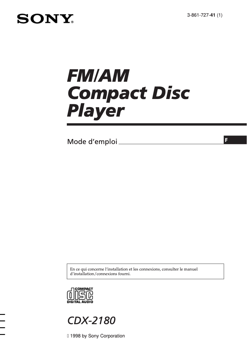 First page image of the manual for CDX-2180