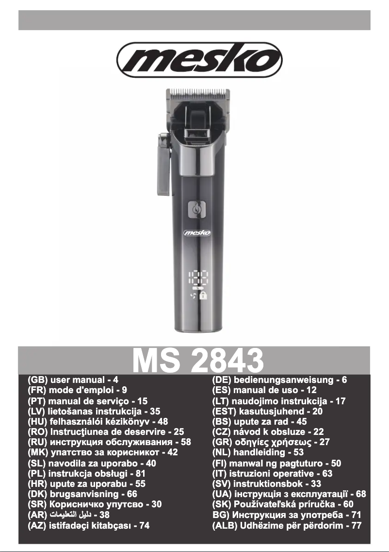 Page 1 of the manual User Manual Mesko MS 2842